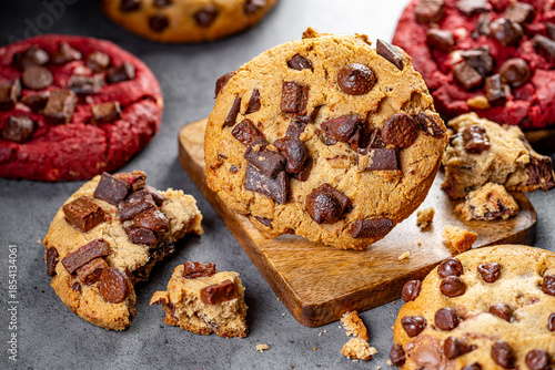 Bild auf Leinwand Big cookie with chocolate pieces