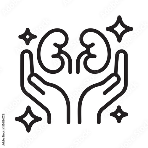 Hands holding a circular design with sparkling star elements above