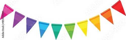 Vibrant rainbow colorful pennant garland banner