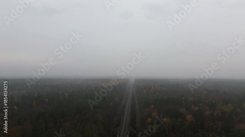 Railroad perspective disappearing into autumn woods