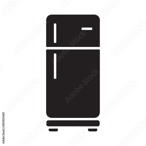 Simple black silhouette illustration of a standard refrigerator appliance