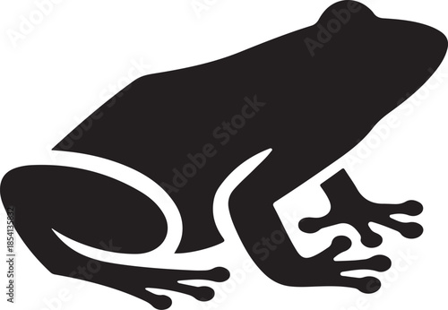 Frog Silhouette Vector Illustration, Black and White 