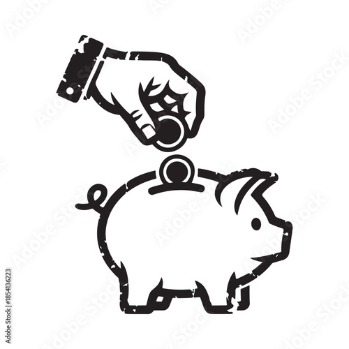 Hand depositing coins into a piggy bank representing savings and finance