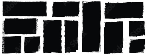 Crayon drawn black grunge rectangles and squares with rough edges. Childish text boxes, empty speech bubbles,Black grunge frames.Hand drawn crayon grunge brush rectangle text ...