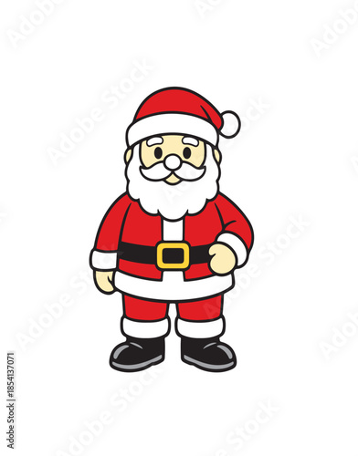 Cute Santa Claus cartoon character illustration in flat vector style. Isolated Christmas mascot design suitable for holiday decoration, greeting cards, children illustrations, stickers, prints.