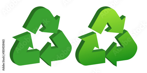 Recycle icon. Vector green icon isolated on white background.