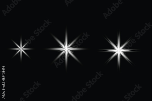 Three white starburst effects on a for design and decoration purposes