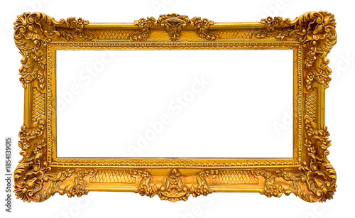 Ornate gold picture frame with baroque style border