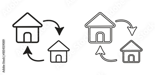 Real Estate Home Transfer and Relocation Icon Set