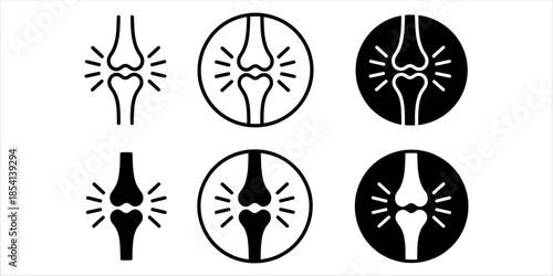 Knee joint pain icons set for medical use vector Illustration.