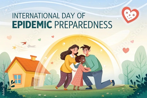 Epidemic preparedness concept focusing on family wellbeing and protection.