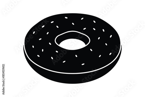 Delicious Black Donut with Sprinkles Isolated on Transparent Background
