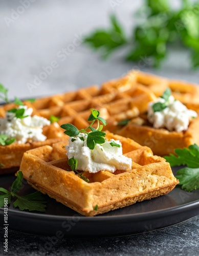 Mini-Waffeln herzhaft mit Frischkäse & Kräutern