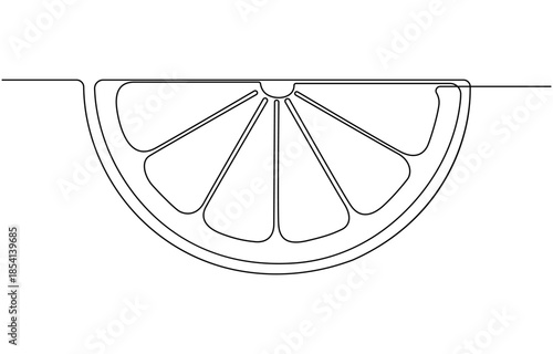 Continuous single line drawing of orange fruit.