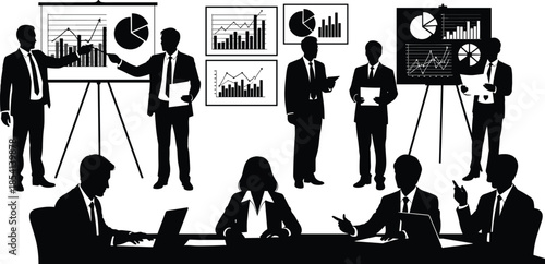 Silhouette of utility workers climbing ladders, electrical pole maintenance, safety gear, black illustration, helmet, tool belt, elevation, infrastructure, labor