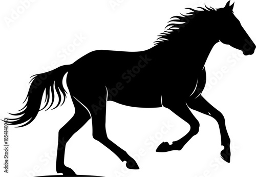 Rearing Black Horse Silhouette Vector Illustration