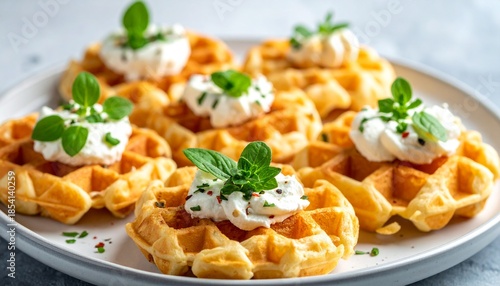 Mini-Waffeln herzhaft mit Frischkäse & Kräutern