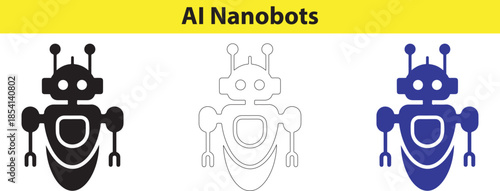 AI Nanobots Illustration in Black White and Blue Colors