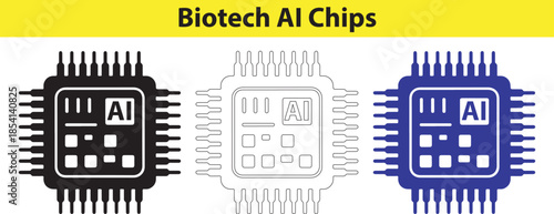 Biotech AI Chips Technology Illustration Set