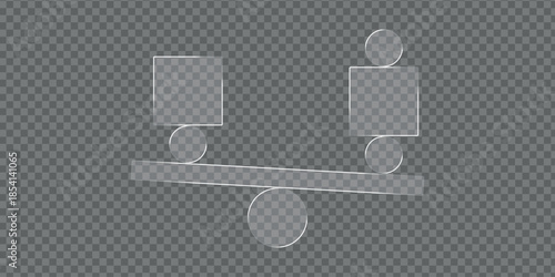 Geometric glass shapes inequality isolated on transparent background