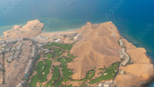 Panoramic view of the coastline of Muscat, Oman
