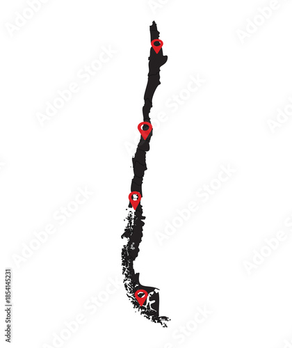 Chile map with state names