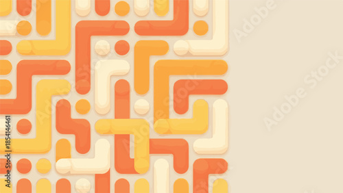 Colorful 3D geometric pattern with rounded pipes and abstract shapes