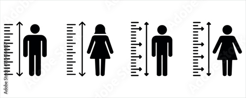 Height measurement icons for men and women vector.