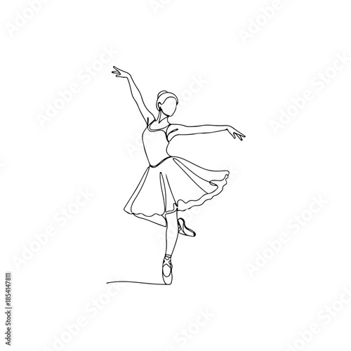 Graceful ballerina in motion isolated on transparent background