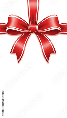 A red ribbon christmas gift bow on a white background