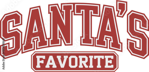 Santa's Favorite holiday logo with red and white text