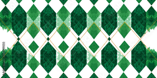 Seamless vector pattern of green grass texture in a gingham checkered plaid design for a vintage picnic tablecloth fabric wallpaper or geometric textile backdrop