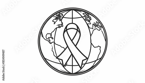 World AIDS Day awareness ribbon on globe illustration.