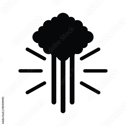 Black cloud with emanating lines icon white symbol