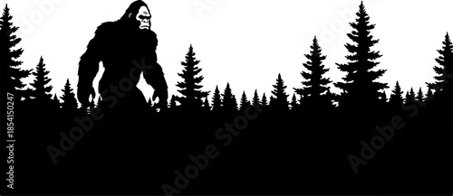 Mountain Bigfoot Silhouette Illustration