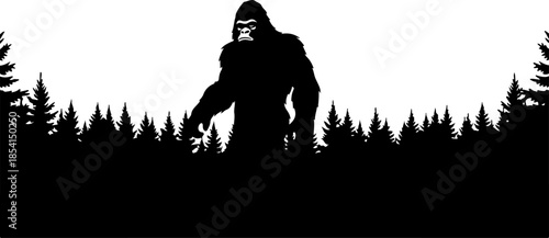 Mountain Bigfoot Silhouette Illustration