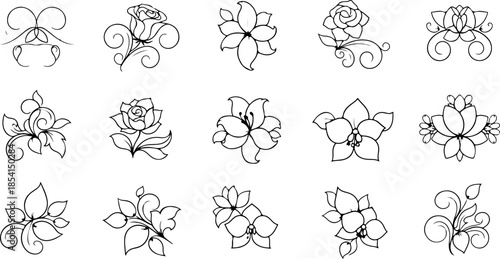 Ornate Vintage Jewelry Line Art And Ornament Vector Set