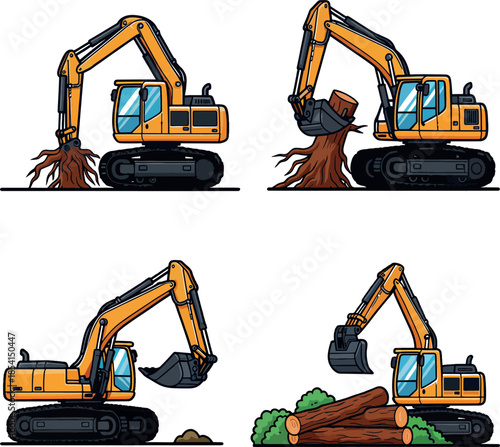 Excavator Vector Set