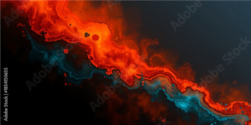 A fiery orange inferno of burning flames and smoke explodes with hot energy and motion against a black texture background, creating a glowing red and yellow light design