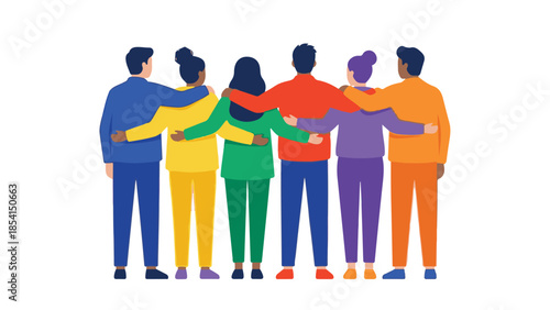 Diverse Group of People Standing Together, Embracing Unity and Support