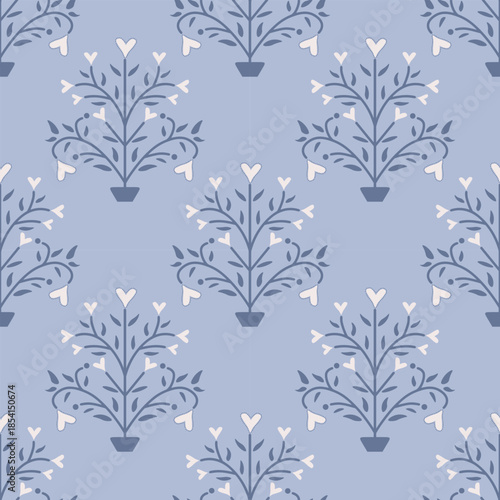 Seamless floral pattern with hearts
