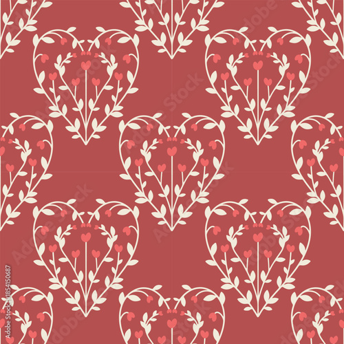 Seamless floral hearts decorative pattern