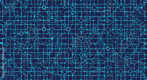 Abstract digital network pattern with glowing blue lines and nodes on a dark blue background, representing connectivity and data flow.