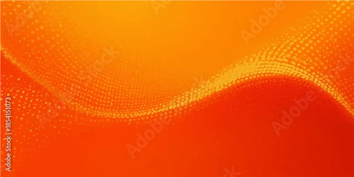 Abstract orange vector background featuring a wave pattern design with light curves and digital halftone texture for a modern technology business banner