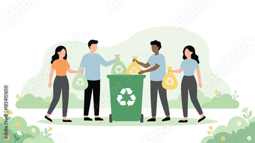 Group of Diverse People Recycling Waste for a Sustainable Environment