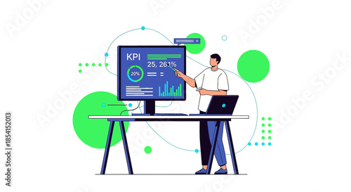 Analyzing key performance indicators, a visual representation of data insights presented