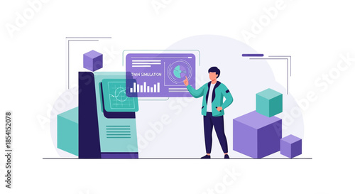 Analyzing twin simulation data through advanced visualizations and augmented intelligence tools to