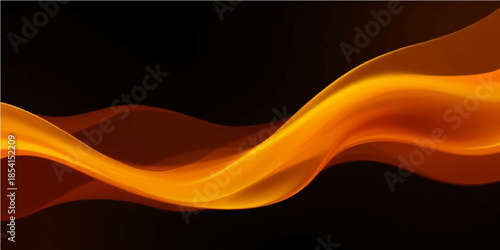 Abstract fire and smoke background featuring an orange wave design with flowing red flames and yellow light curves in a motion art illustration