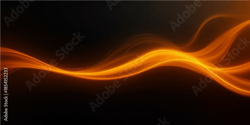 Abstract orange background design featuring vibrant fire waves and glowing light energy with a bright flame explosion of red and yellow color