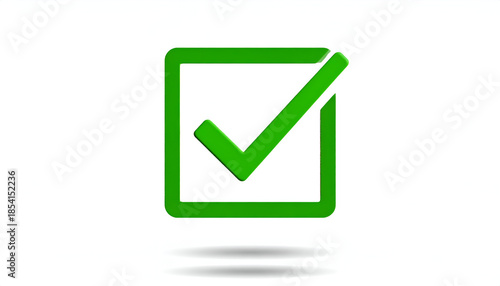Green Checkmark Icon in a Square Box - Approved, Verified, Done.